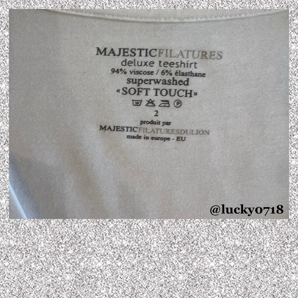 Majestic Filatures NWOT White V-Neck Long Sleeve Tee Sz 2 - Picture 7 of 8